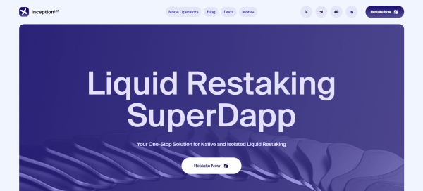 InceptionLRT Advances Segment of Liquid Restaking on Ethereum (ETH)