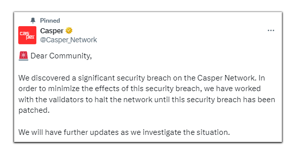 Alert : Casper Network Became Victim to a Crypto Hack!