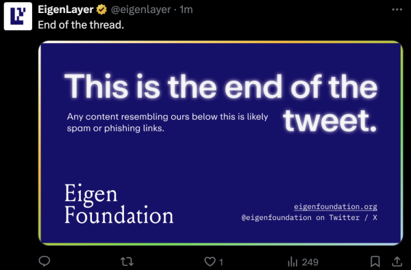 EigenLayer X hackers who likely stole $800K now posting dog pics