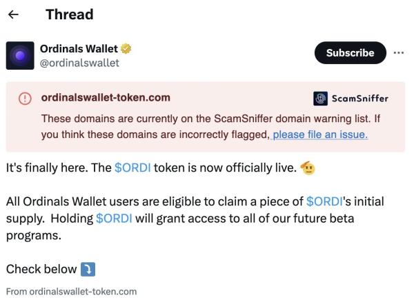 Ordinals Wallet X Account Hacked in Phishing Attempt