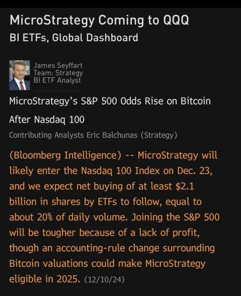 MicroStrategy to join Nasdaq 100 with $2.1 billion in ETF share buying expected