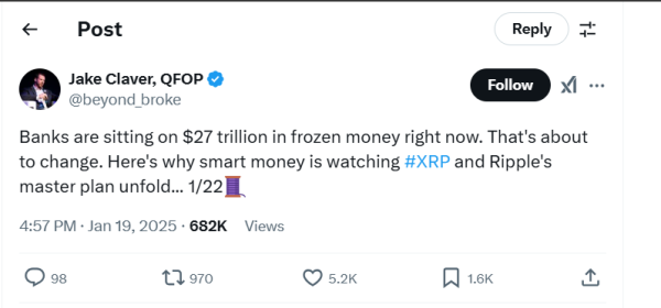 Business Consultant Says XRP Set to Unlock $27 Trillion in Idle Capital for Banks Business Consultant Says XRP Set to Unlock $27 Trillion in Idle Capital for Banks