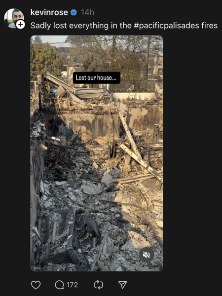 Home of Moonbirds founder Kevin Rose destroyed by LA wildfires