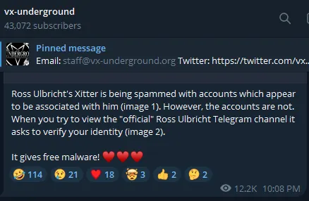 Scammers Are Targeting Ross Ulbricht Supporters With Malware on Telegram