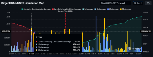 HBAR Price Faces Correction; Traders Sweat As Liquidations Await
