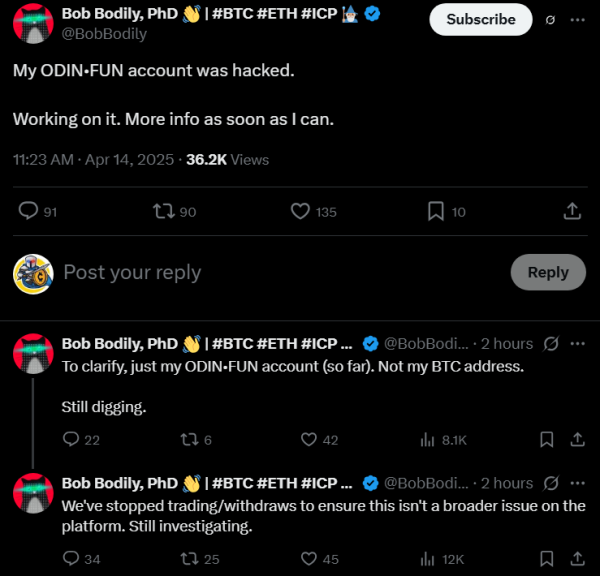 Odin.fun memecoins crash as platform suspends trading over security breach