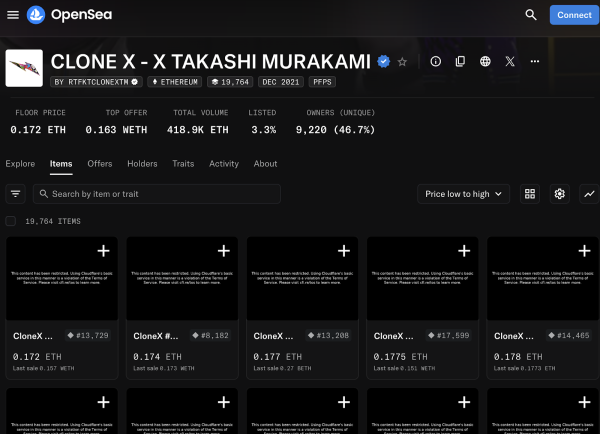 Cloudflare removes RTFKT CloneX NFT art due to Terms of Service violation Cloudflare removes RTFKT CloneX NFT art due to Terms of Service violation