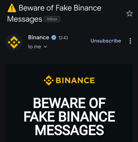 Binance Warns Users of Fake Messages Amid Surge in Crypto Scams