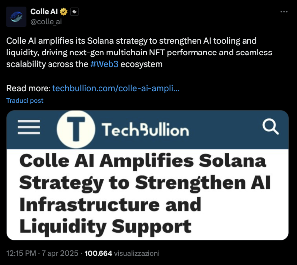 Colle AI also integrates the crypto XRP for cross-chain interoperability of NFTs