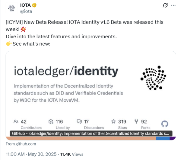 IOTA Rolls Out Identity v1.6 Beta With Enhanced Capabilities IOTA Rolls Out Identity v1.6 Beta With Enhanced Capabilities