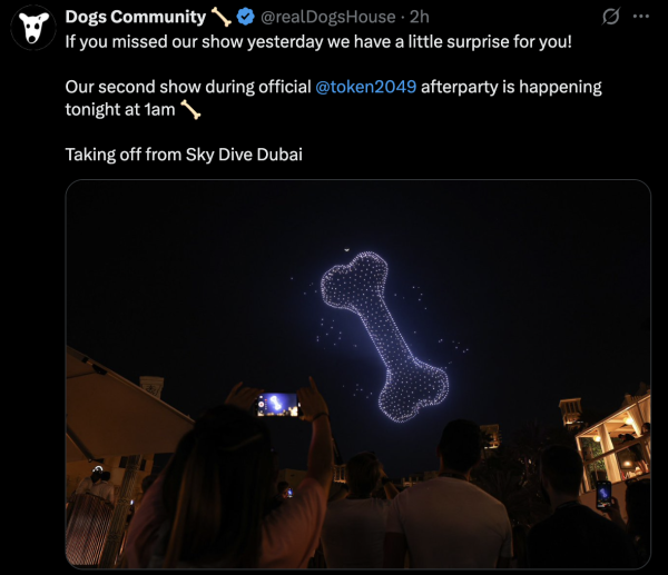 Record-Breaking 1,500 LED Drones Light up Dubai at Token2049, Organized By DOGS and Notcoin