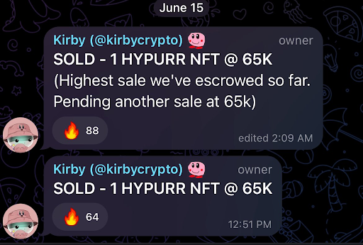 Official Hyperliquid NFTs Hit All-Time High of $65,000 on OTC Desks