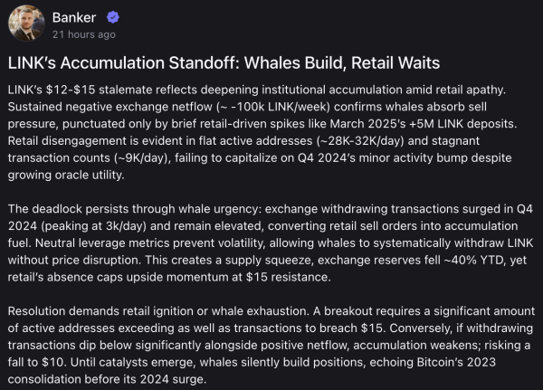 Chainlink Whales Stack 85M LINK Amid Retail Cooling, Will Price Catch Up?