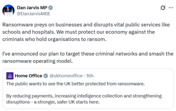 UK to ban public sector from making ransomware payments