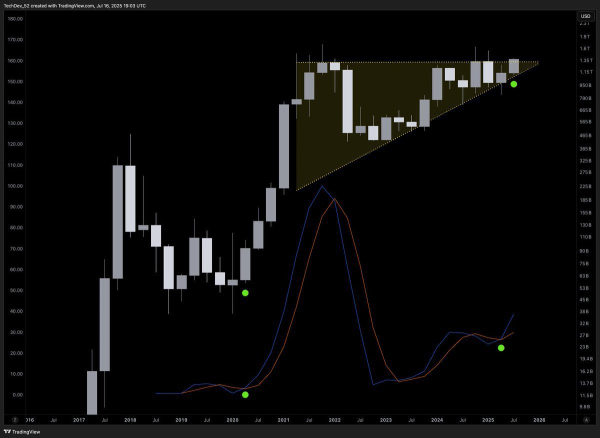 Rare Altcoin Signal Brewing Since 2020 Foreshadowing Parabolic Expansion, According to Crypto Analyst