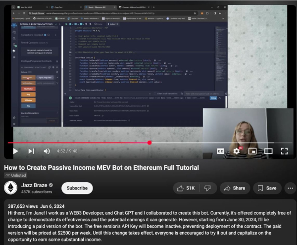 Crypto trader bot scam on YouTube looted 256 ETH: SentinelLABS Crypto trader bot scam on YouTube looted 256 ETH: SentinelLABS