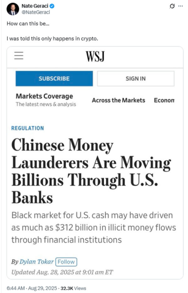 US banks moved $312B in dirty money, but critics still blame crypto