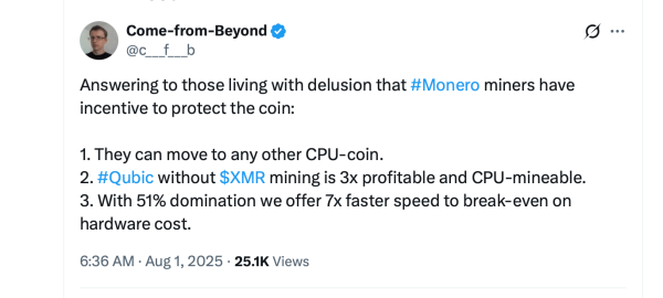 Qubic’s ‘Warming up the Engines’ Report Details 51% Strategy Ahead of Showdown With Monero