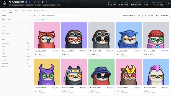 Moonbirds Cross 3 ETH on Token Speculation