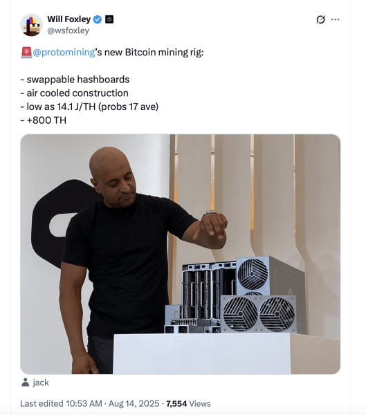 Block Targets Mining Decentralization With Air-Cooled Proto Rig Delivering up to 819 TH/s Block Targets Mining Decentralization With Air-Cooled Proto Rig Delivering up to 819 TH/s