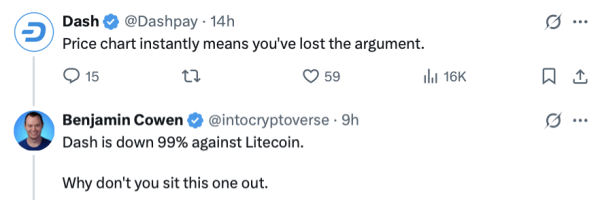Litecoin feuds with influencer, trades barbs over price...and hairline
