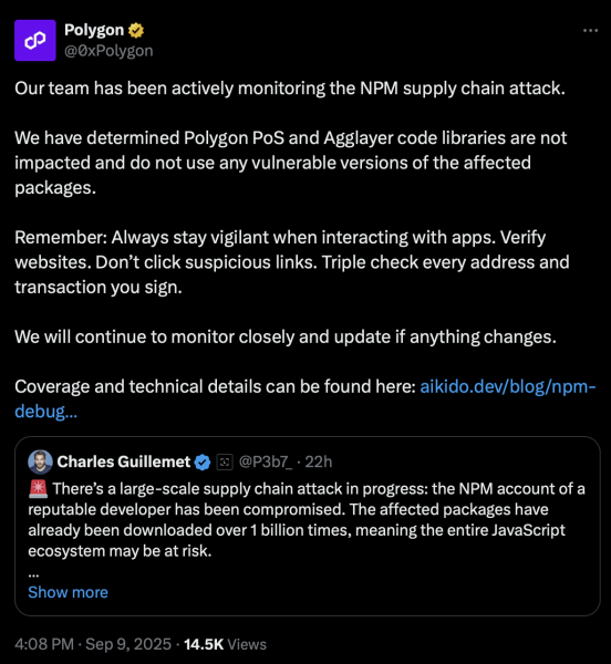 NPM Hack in Crypto: Polygon, Ledger, Trezor Share Important Statements