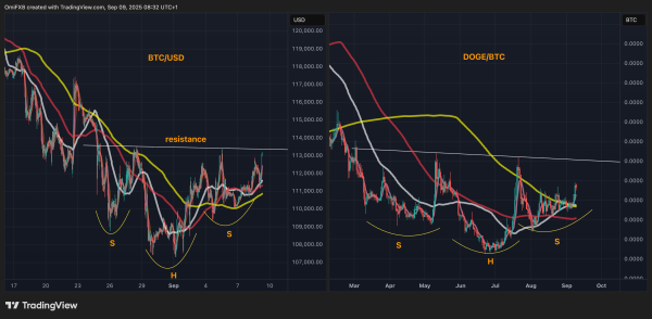 BTC/USD and DOGE/BTC Race Towards Bullish Breakout; XRP MACD Turns Bullish