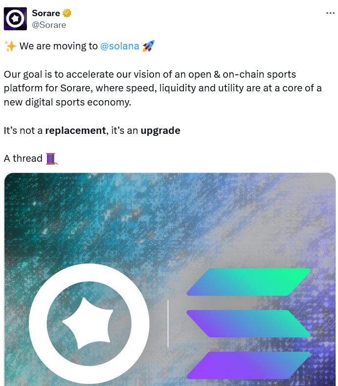 Sorare CEO still bullish on Ethereum despite ‘upgrade’ to Solana