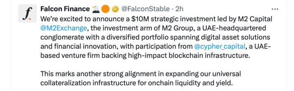 Falcon Finance Attracts M2 Capital Investment to Advance Synthetic Dollar Protocol