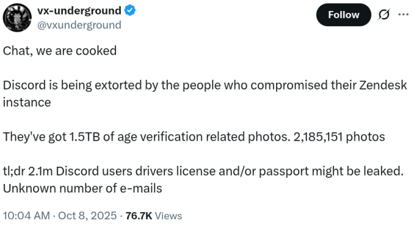 2.1M Discord users’ ‘deleted’ ID photos may be exposed in massive leak