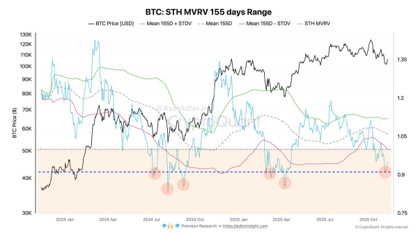 Bitcoin STH-MVRV Rebounds From Local Low – Potential Recovery Toward $115K–$120K