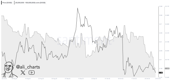 Dogecoin Plunges To $0.18 As Whales Sell 440 Million DOGE