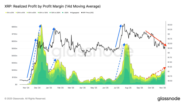 XRP Profit Realization Surges by 240%