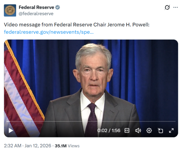 Powell investigation may introduce &lsquo;risk premia&rsquo; for Bitcoin: Analysts