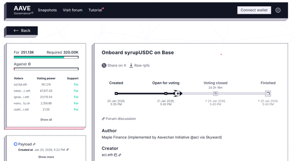 Maple brings syrupUSDC to Base, targets Aave V3 listing