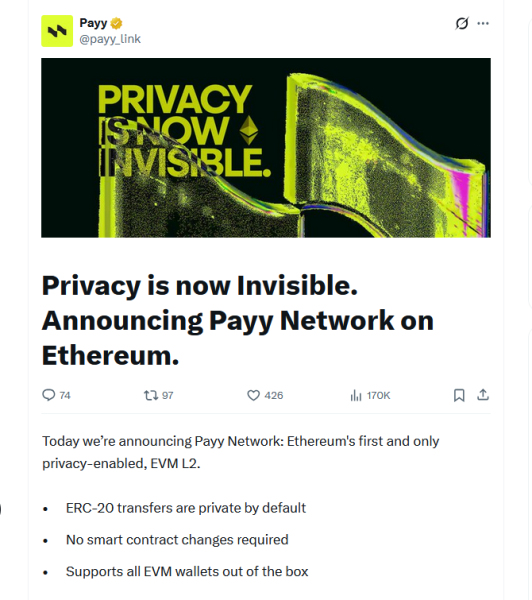 Crypto wallet provider Payy launches privacy-focused Ethereum L2