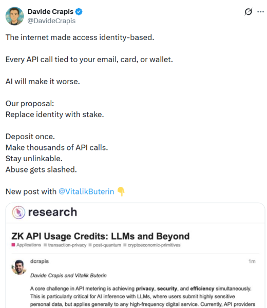 Ethereum developers suggest using ZK tech to anonymize AI use