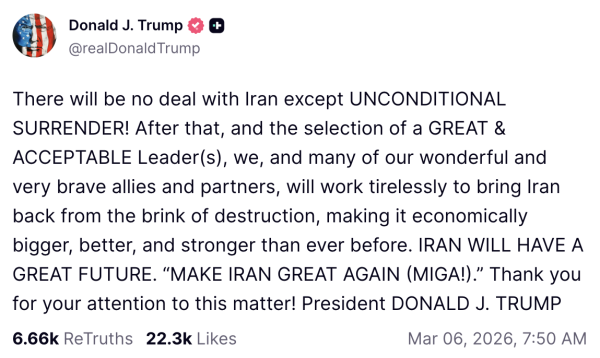 Trump documents meltdown over Iran war on Truth Social