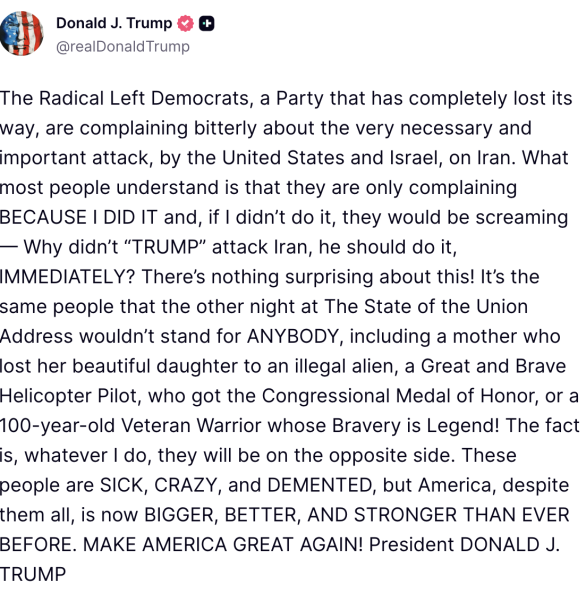 Trump documents meltdown over Iran war on Truth Social