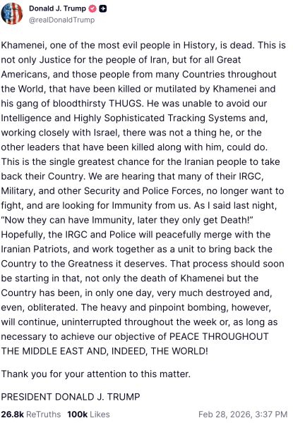 Trump documents meltdown over Iran war on Truth Social