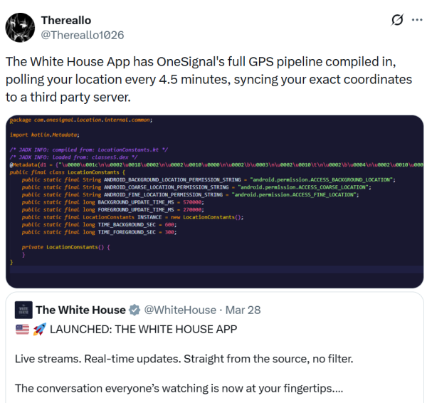 White House app sparks concern over location tracking and privacy issues
