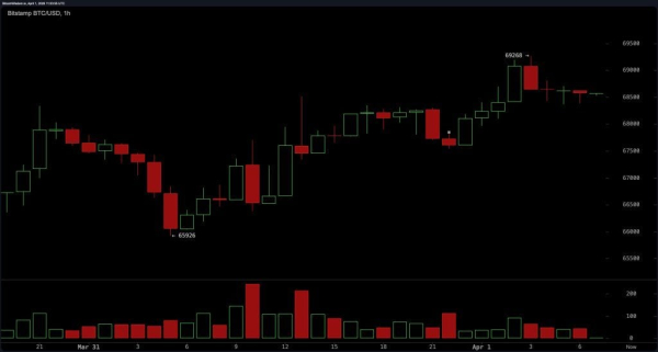 Bitcoin Stalls in Tight Range as Momentum Weakens Beneath Resistance at $69K