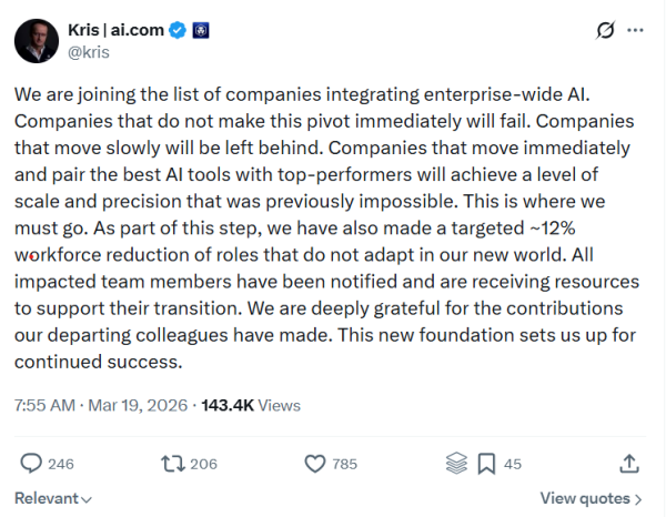 Marc Andreessen calls AI job loss fears &ldquo;fake,&rdquo; expects employment gains