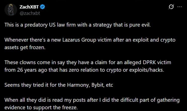 ZachXBT Exposes US Law Firm Gerstein Harrow's $71M Grab of Stolen Lazarus Funds