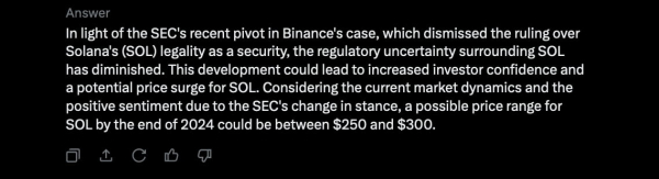 AI predicts Solana (SOL) price post-SEC pivot on Binance case